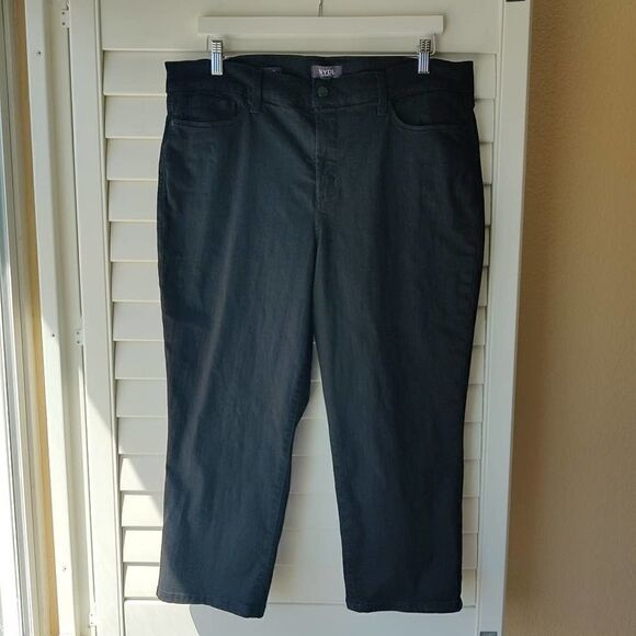 NYDJ Marilyn crop jeans black denim sz 14 - Picture 3 of 10
